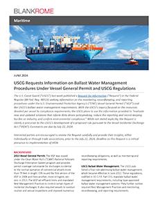 USCG Requests Information on Ballast Water Management Procedures 061424